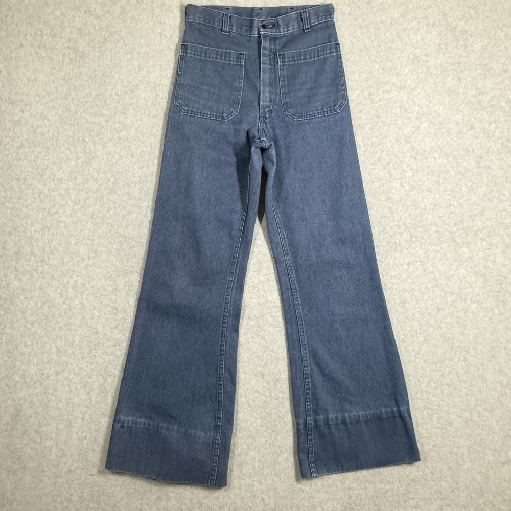 Vintage 80s NAVDUNGAREE Seafarer US NAVY Bellbottom Patch Pocket Jeans 26x31 USA
